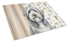 Load image into Gallery viewer, Gray and White Old English Sheepdog Coffee Bar Glass Cutting Board