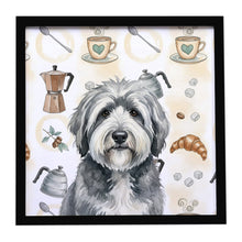 Load image into Gallery viewer, Gray and White Old English Sheepdog Coffee Bar Framed Metal Print