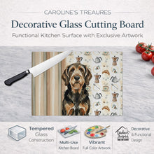 Load image into Gallery viewer, Black and Tan Otterhound Coffee Bar Glass Cutting Board