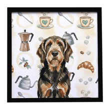 Load image into Gallery viewer, Black and Tan Otterhound Coffee Bar Framed Metal Print