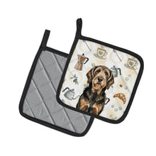 Load image into Gallery viewer, Black and Tan Otterhound Coffee Bar Pair of Pot Holders