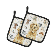 Load image into Gallery viewer, Wheaten and Tan Otterhound Coffee Bar Pair of Pot Holders