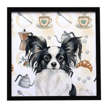 Load image into Gallery viewer, Black and White Papillon Coffee Bar Framed Metal Print