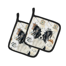 Load image into Gallery viewer, Black and White Papillon Coffee Bar Pair of Pot Holders
