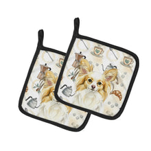 Load image into Gallery viewer, Lemon and White Papillon Coffee Bar Pair of Pot Holders