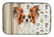Load image into Gallery viewer, White with Red Papillon Coffee Bar Dish Drying Mat
