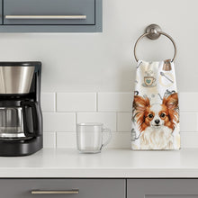 Load image into Gallery viewer, White with Red Papillon Coffee Bar Kitchen Towel