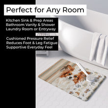 Load image into Gallery viewer, White with Red Papillon Coffee Bar Memory Foam Kitchen Mat