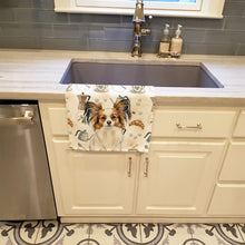 Load image into Gallery viewer, White with Sable Papillon Coffee Bar Kitchen Towel