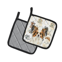 Load image into Gallery viewer, White with Sable Papillon Coffee Bar Pair of Pot Holders