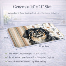 Load image into Gallery viewer, Black and Tan Pekingese Coffee Bar Dish Drying Mat