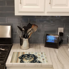 Load image into Gallery viewer, Black and Tan Pekingese Coffee Bar Glass Cutting Board