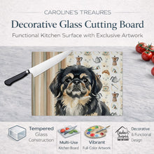 Load image into Gallery viewer, Black and Tan Pekingese Coffee Bar Glass Cutting Board