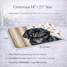 Load image into Gallery viewer, Black Pekingese Coffee Bar Dish Drying Mat