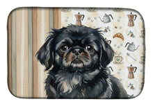 Load image into Gallery viewer, Black Pekingese Coffee Bar Dish Drying Mat