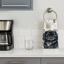 Load image into Gallery viewer, Black Pekingese Coffee Bar Kitchen Towel