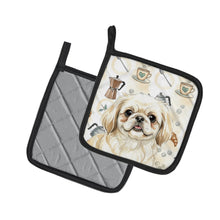 Load image into Gallery viewer, Cream Pekingese Coffee Bar Pair of Pot Holders
