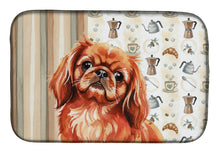 Load image into Gallery viewer, Red Pekingese Coffee Bar Dish Drying Mat