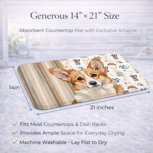 Load image into Gallery viewer, Corgi Coffee Bar Dish Drying Mat