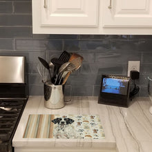 Load image into Gallery viewer, Black and White Pointer Coffee Bar Glass Cutting Board