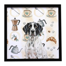 Load image into Gallery viewer, Black and White Pointer Coffee Bar Framed Metal Print