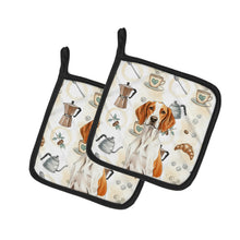 Load image into Gallery viewer, Orange and White Pointer Coffee Bar Pair of Pot Holders