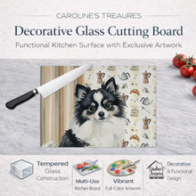 Load image into Gallery viewer, Black and White Pomeranian Coffee Bar Glass Cutting Board