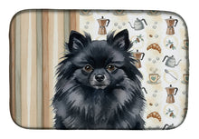 Load image into Gallery viewer, Black Pomeranian Coffee Bar Dish Drying Mat