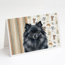 Load image into Gallery viewer, Black Pomeranian Coffee Bar Greeting Cards Pack of 8