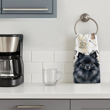 Load image into Gallery viewer, Black Pomeranian Coffee Bar Kitchen Towel