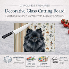 Load image into Gallery viewer, Black Pomeranian Coffee Bar Glass Cutting Board