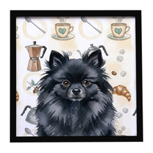 Load image into Gallery viewer, Black Pomeranian Coffee Bar Framed Metal Print