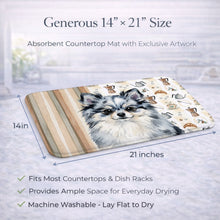 Load image into Gallery viewer, Blue Merle Pomeranian Coffee Bar Dish Drying Mat