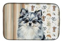 Load image into Gallery viewer, Blue Merle Pomeranian Coffee Bar Dish Drying Mat