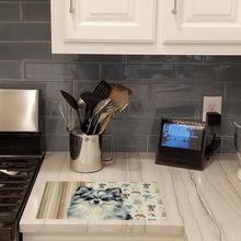 Load image into Gallery viewer, Blue Merle Pomeranian Coffee Bar Glass Cutting Board