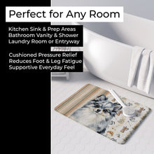 Load image into Gallery viewer, Blue Merle Pomeranian Coffee Bar Memory Foam Kitchen Mat