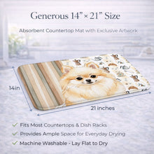 Load image into Gallery viewer, Cream Pomeranian Coffee Bar Dish Drying Mat