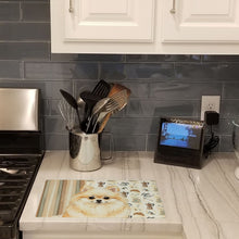 Load image into Gallery viewer, Cream Pomeranian Coffee Bar Glass Cutting Board