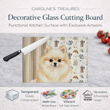 Load image into Gallery viewer, Cream Pomeranian Coffee Bar Glass Cutting Board