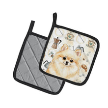 Load image into Gallery viewer, Cream Pomeranian Coffee Bar Pair of Pot Holders