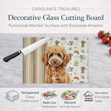 Load image into Gallery viewer, Miniature Apricot Poodle Coffee Bar Glass Cutting Board
