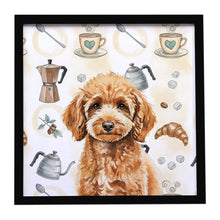 Load image into Gallery viewer, Miniature Apricot Poodle Coffee Bar Framed Metal Print