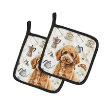 Load image into Gallery viewer, Miniature Apricot Poodle Coffee Bar Pair of Pot Holders
