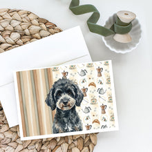 Load image into Gallery viewer, Miniature Black Poodle Coffee Bar Greeting Cards Pack of 8