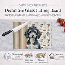 Load image into Gallery viewer, Miniature Parti Poodle Coffee Bar Glass Cutting Board