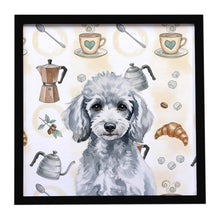 Load image into Gallery viewer, Miniature Silver Poodle Coffee Bar Framed Metal Print