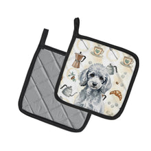 Load image into Gallery viewer, Miniature Silver Poodle Coffee Bar Pair of Pot Holders