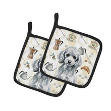 Load image into Gallery viewer, Miniature Silver Poodle Coffee Bar Pair of Pot Holders