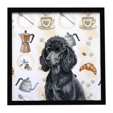 Load image into Gallery viewer, Standard Black Poodle Coffee Bar Framed Metal Print