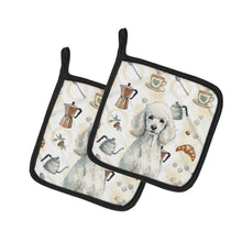 Load image into Gallery viewer, Standard White Poodle Coffee Bar Pair of Pot Holders